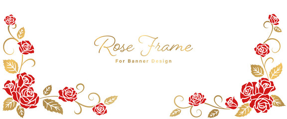 Rose Illustrations Decorated Banner Frame Design
