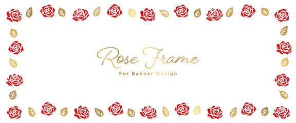 Fototapeta na wymiar Rose Illustrations Decorated Banner Frame Design