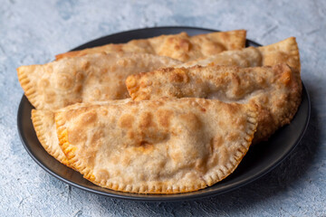 Traditional delicious Turkish foods,minced meat in savoury pastry (Turkish name; ci borek or cig borek)