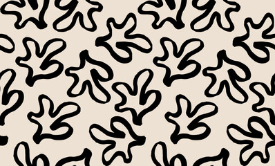 Bohemian trendy seamless pattern with abstract organic shapes of coral. Contemporary minimalist style inspired by Matisse. Vector background 