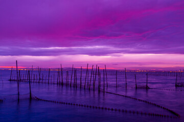 Obraz premium sunset at the pier, La Albufera. Valencia 