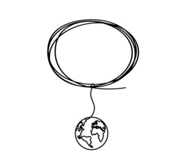 Oval with signs as line drawing on white background. Vector
