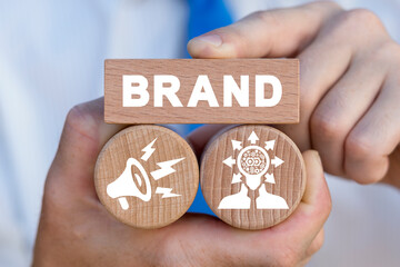 Concept of brand awareness campaign. Business branding improvement and marketing, advertising.