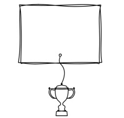 Rectangle comment bubble with signs as line drawing on white background. Vector
