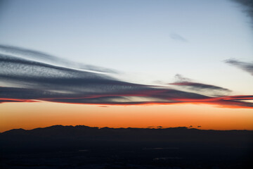 Beautiful colorful sunset over the mountains.