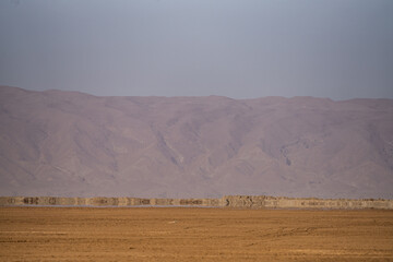 View of Chott Jerid Mountain and mirage - south tunisia-  Tunisia