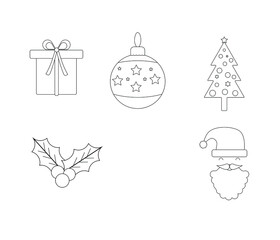 New Year set of christmas icons .