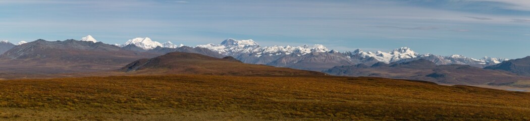 Panorama of the eastern Alaska Range with Mounts Hayes and Moffit