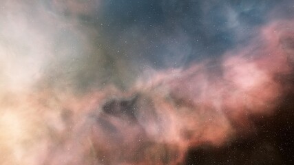 Planetary nebula in deep space. Abstract colorful background 3d render