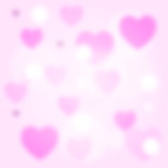 Blurred heart background, Valentine’s day concept, present. Pastel colored, pink hearts card, heart shapes, copy space