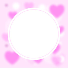 Blurred heart background with place for text, Valentine’s day concept, present. Pastel colored, pink hearts card, heart shapes, copy space