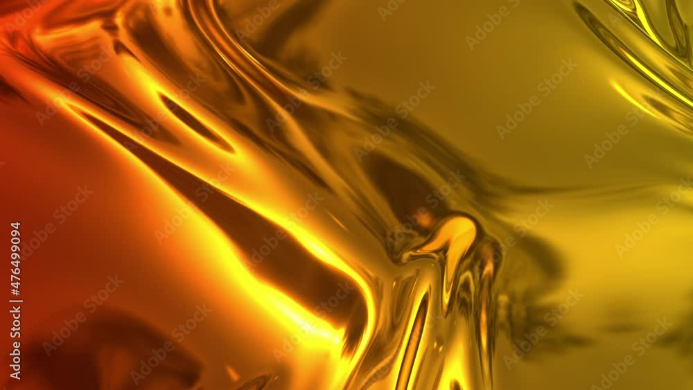 Poster animated metalic gradient in 4k. 3d render of wavy cloth surface that forms ripples like in liquid m