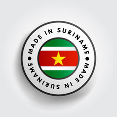 Made in Suriname text emblem badge, concept background