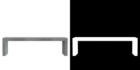 3D rendering illustration of a concrete garden bench