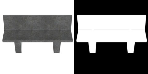 3D rendering illustration of a concrete garden bench