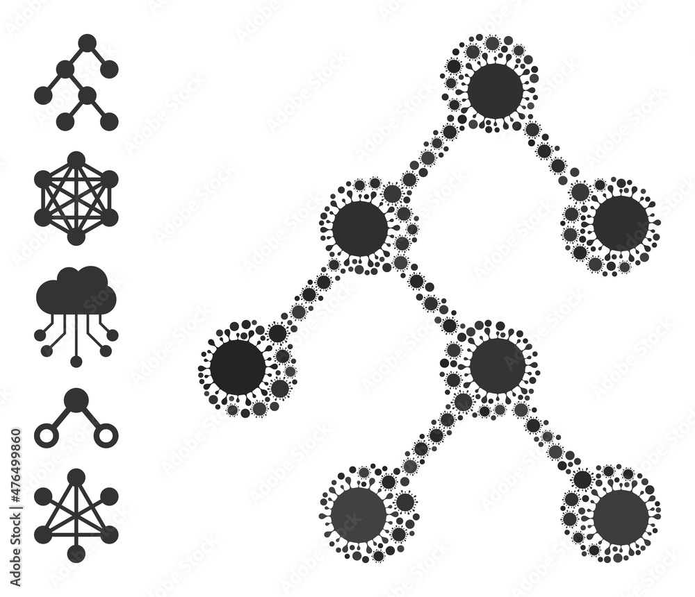 Poster binary relations mosaic icon. vector collage is done of scattered covid-2019 items. covid-2019 colla