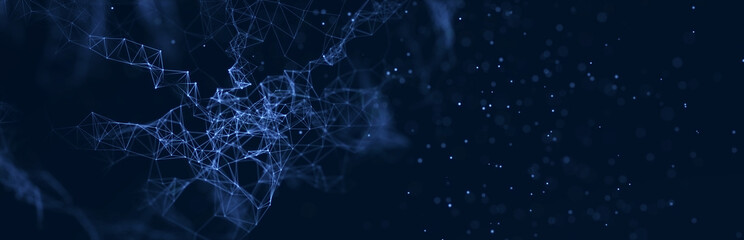 Digital technological background. Abstract structure with connected dots and lines. Big data. 3D rendering.