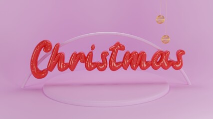 Close Up Christmas Ballon Text With Ornaments 3d Illustration