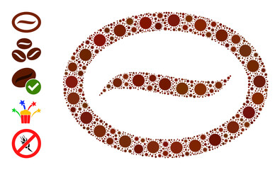 Coffee bean mosaic icon. Vector collage is created from random virus cell parts. Virus collage coffee bean icon and similar icons. Coffee bean collage for pandemic templates.
