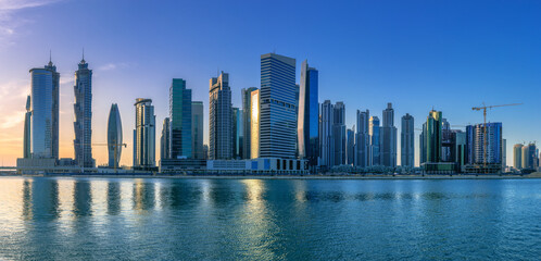Obraz na płótnie Canvas Cityscape of Dubai and panoramic view of Business bay, UAE