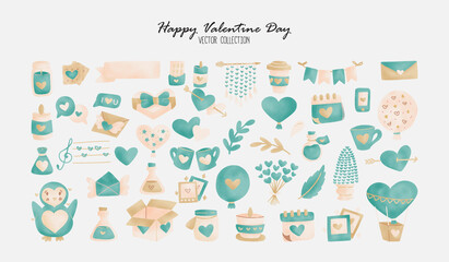 Cute Pastel Blue and Cream Valentine Individual Element for Design and Decoration