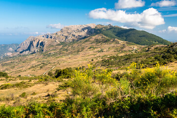 View of Rocche del Crasto near Alcara Li Fusi town in the Nebrodi Park, Sicily