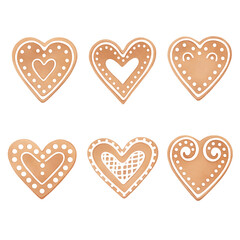 set of heart shaped cookies watercolor