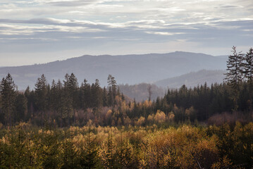 Fototapeta na wymiar Góry kaczawskie w jesiennej oprawie.