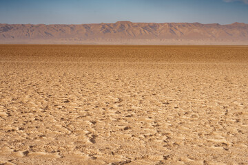 View of Chott Jerid Mountain and mirage - south tunisia-  Tunisia