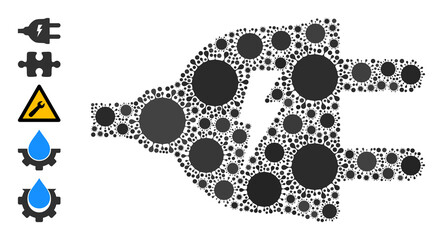 Electric supply plug mosaic icon. Vector mosaic made from random bacilla icons. Contagious collage electric supply plug icon and additional icons. Electric supply plug mosaic for medical images.