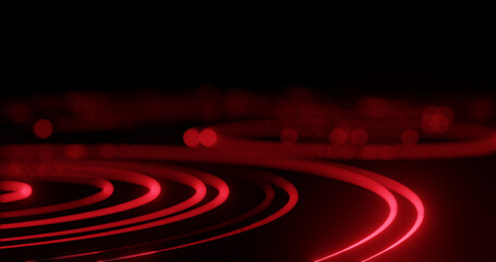 Fototapeta premium Render with blurred red curved lines and bokeh