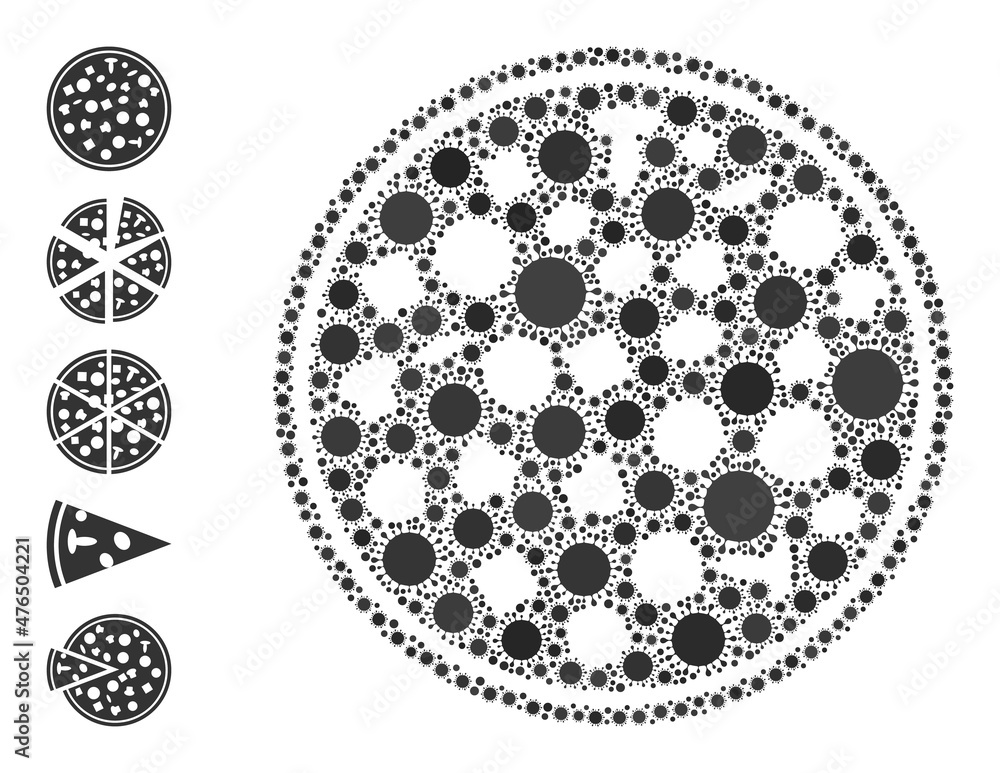 Poster full pizza mosaic icon. vector mosaic is created from random infection items. contagious mosaic full