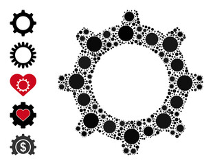 Gear mosaic icon. Vector mosaic is done from randomized bacilla elements. Bacilla collage gear icon and similar icons. Gear mosaic for epidemic templates.