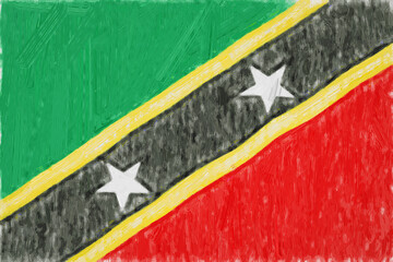 Saint Kitts and Nevis painted flag