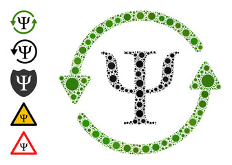 Mental recovery mosaic icon. Vector collage is formed with randomized infection icons. Infection mosaic mental recovery icon, and bonus icons. Mental recovery mosaic for breakout templates.