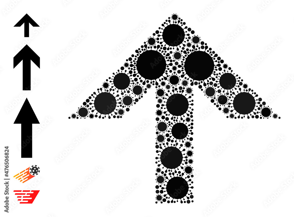 Poster move up mosaic icon. vector collage designed from random virulent icons. virulent collage move up ic