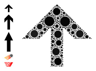 Move up mosaic icon. Vector collage designed from random virulent icons. Virulent collage move up icon and more icons. Move up mosaic for epidemic templates.