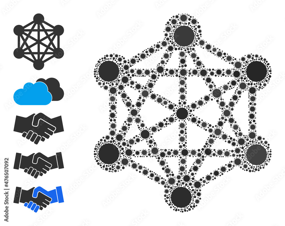 Poster network mosaic icon. vector mosaic done from random bacterium items. bacterium mosaic network icon a