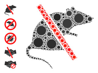 No rats mosaic icon. Vector mosaic is made from scattered coronavirus items. Virus cell mosaic no rats icon, and more icons. No rats mosaic for isolation images.