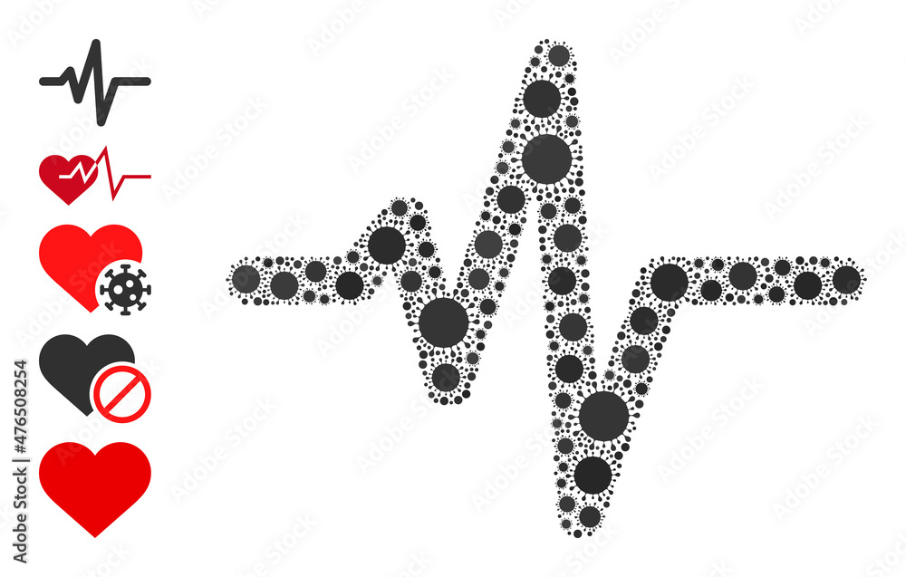 Poster pulse mosaic icon. vector mosaic organized of random virus icons. virus mosaic pulse icon and simila