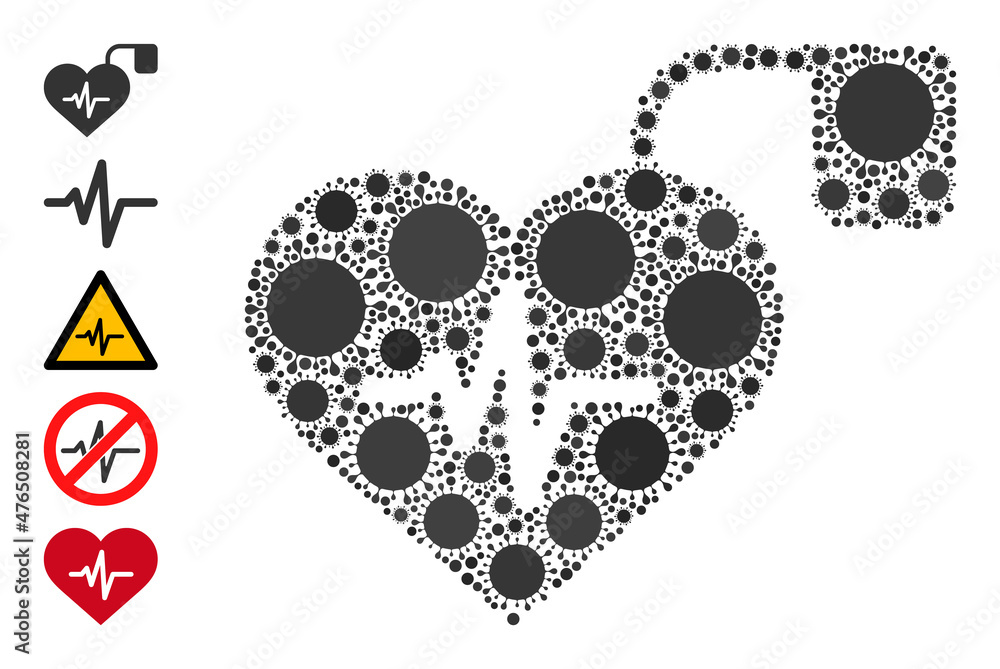 Poster pulse pacemaker mosaic icon. vector mosaic made with randomized contagious icons. bacterium mosaic p