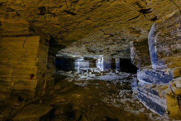 Old abandoned limestone mine in Kerch, Crimea