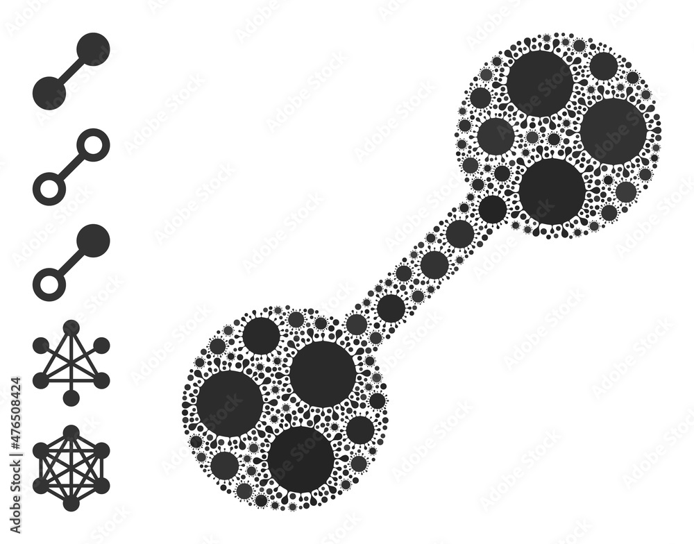 Poster relation mosaic icon. vector mosaic made of random coronavirus elements. bacilla mosaic relation ico