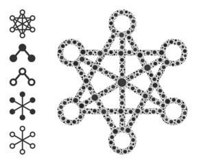 Star network mosaic icon. Vector mosaic constructed with scattered Covid-2019 elements. Bacterium mosaic star network icon, and similar icons. Star network mosaic for breakout templates.