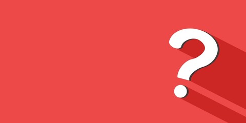 シンプルでフラットなクエスチョンマーク、はてなマーク（赤）　Question mark on the red background