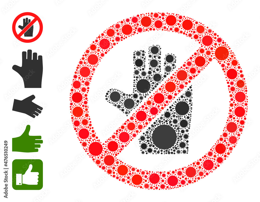 Poster stop voting hand mosaic icon. vector mosaic is designed with randomized contagious icons. virus cell