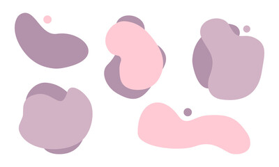 Abstract vector blobs set. Modern pastel feminine stains collection for contemporary 2022 design. Random bubble shapes. Beautiful vector illustration elements in minimalist style. Decorative bubbles
