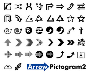 Obraz na płótnie Canvas 色々な矢印のアイコン記号イラストセット42点セット　インフォグラフィックス　Arrow icon set