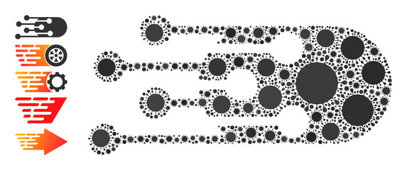 Transition bullet mosaic icon. Vector collage is organized from scattered virus cell icons. Contagious mosaic transition bullet icon and bonus icons. Transition bullet mosaic for breakout images.