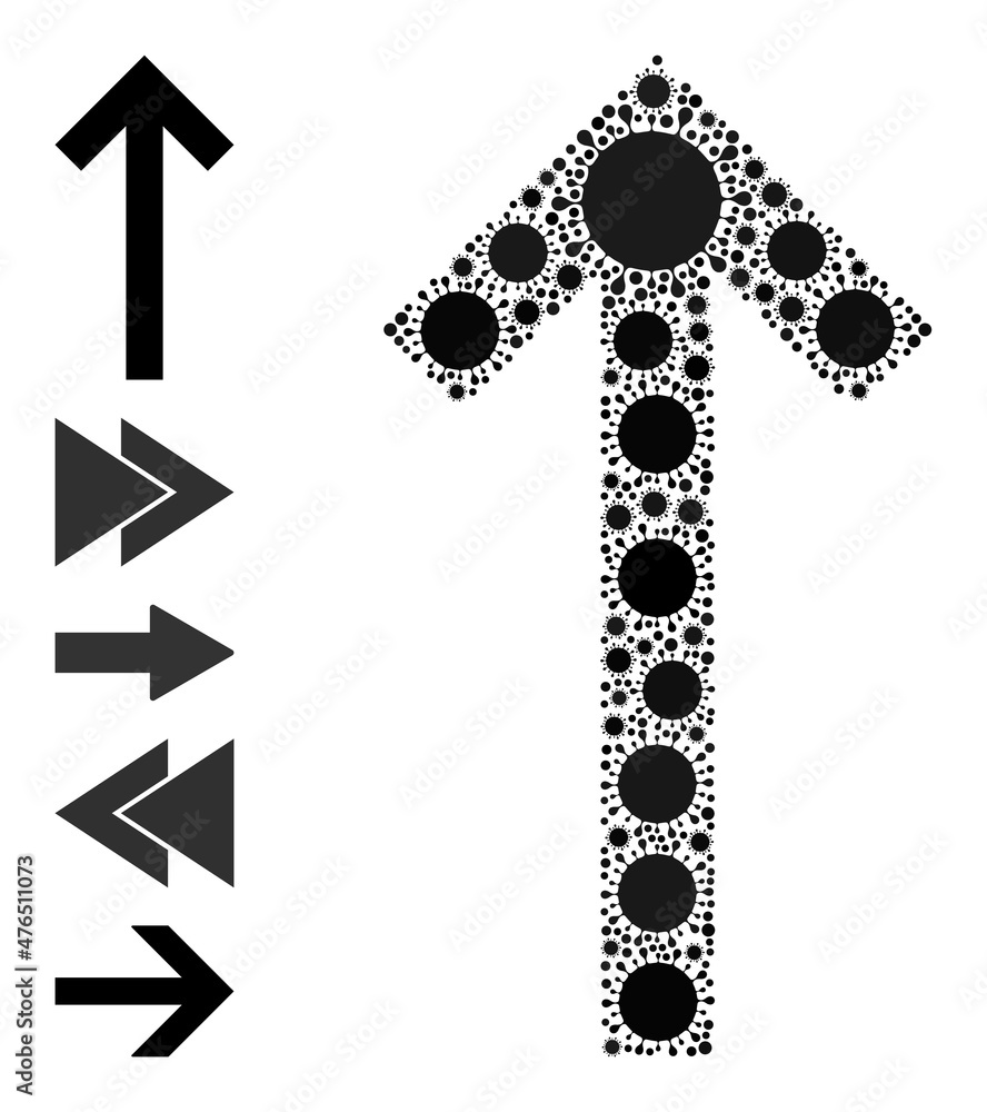Poster up direction arrow mosaic icon. vector mosaic is designed with random virus icons. virus cell collag
